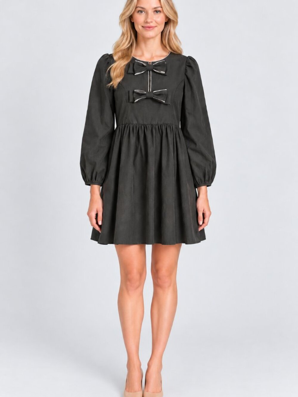 Hyacinth House by Tuckernuck Blair Black Rhinestone Bows Mini Dress Size S NEW